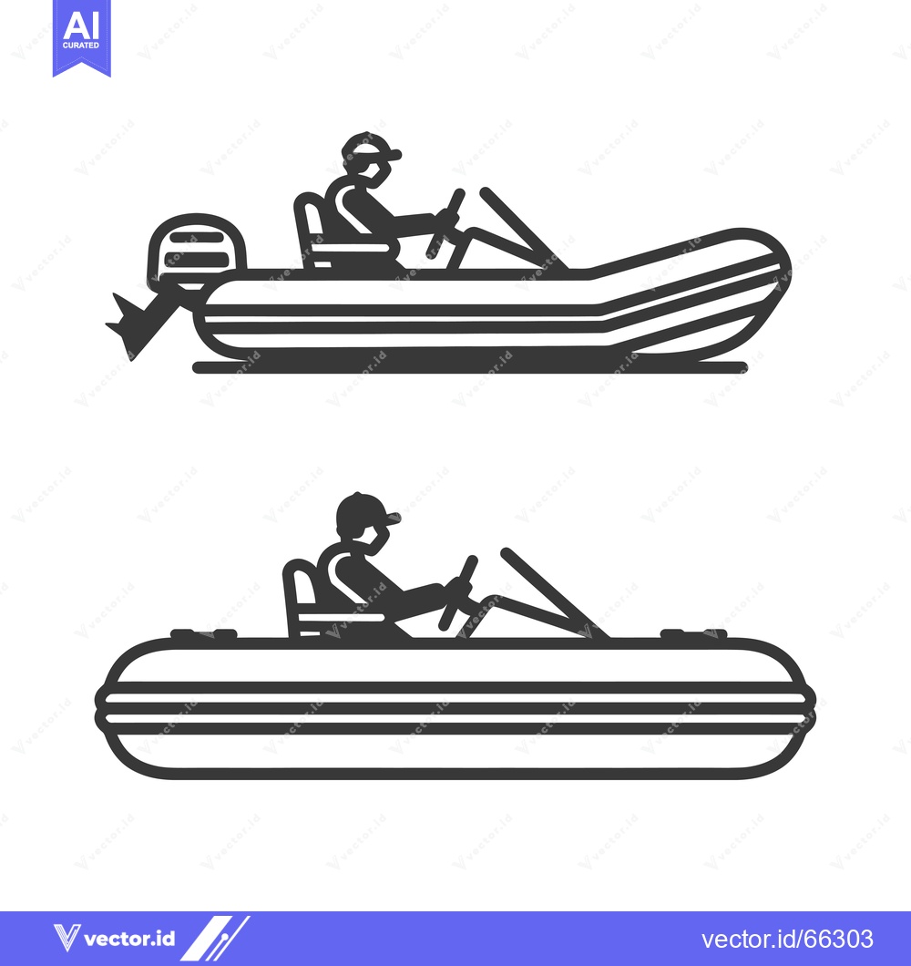 Premium Vector dari Two Black and White Line Drawings of People Driving Inflatable Boats