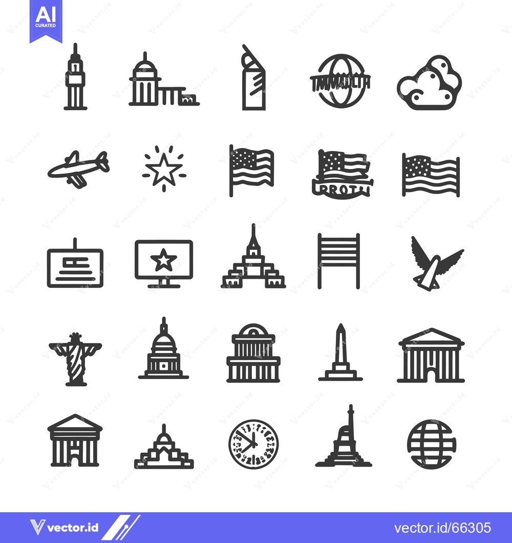 Premium Vector dari Set of United States-Themed Icons