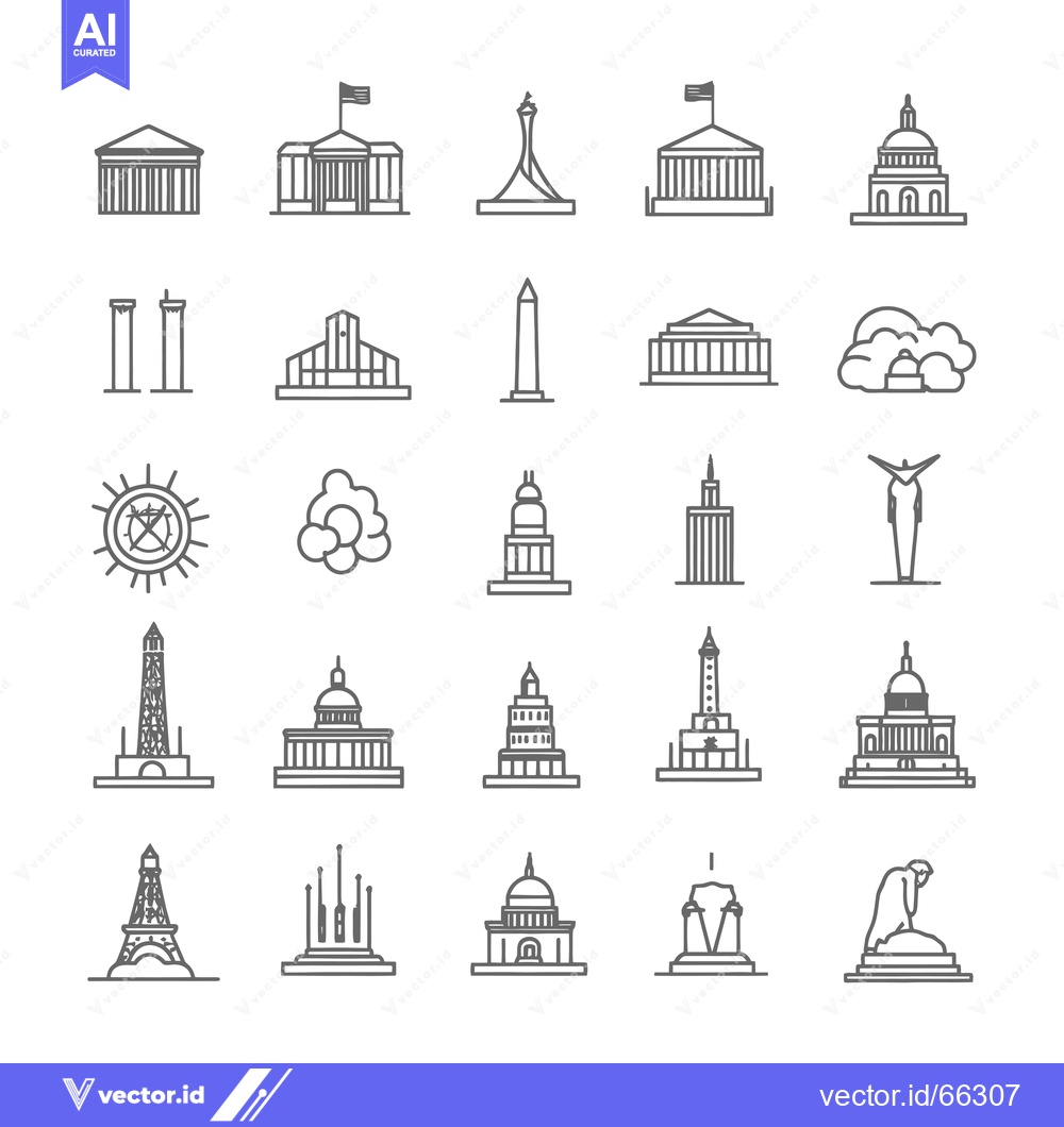 Premium Vector dari A Collection of Famous Architectural Landmarks and Monuments in Line A