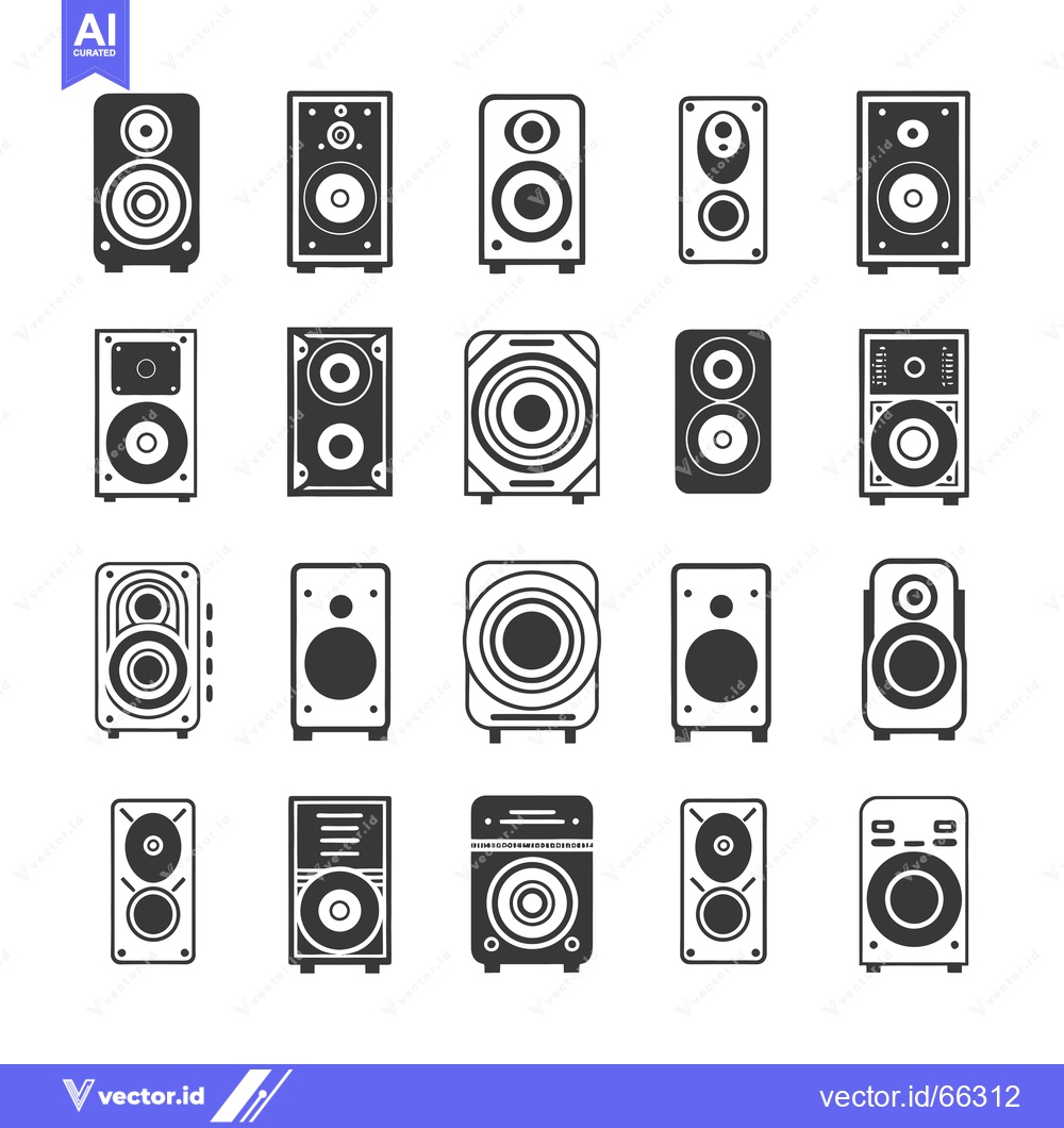 Premium Vector of A Collection of Black and White Speaker Icons