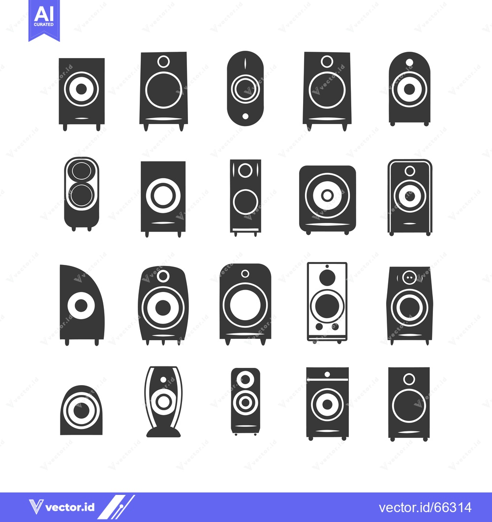 Premium Vector dari Collection of Speaker Icons in Black and White