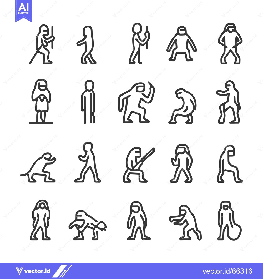 Premium Vector dari Line Art Icons Depicting Various Human Figures in Different Poses