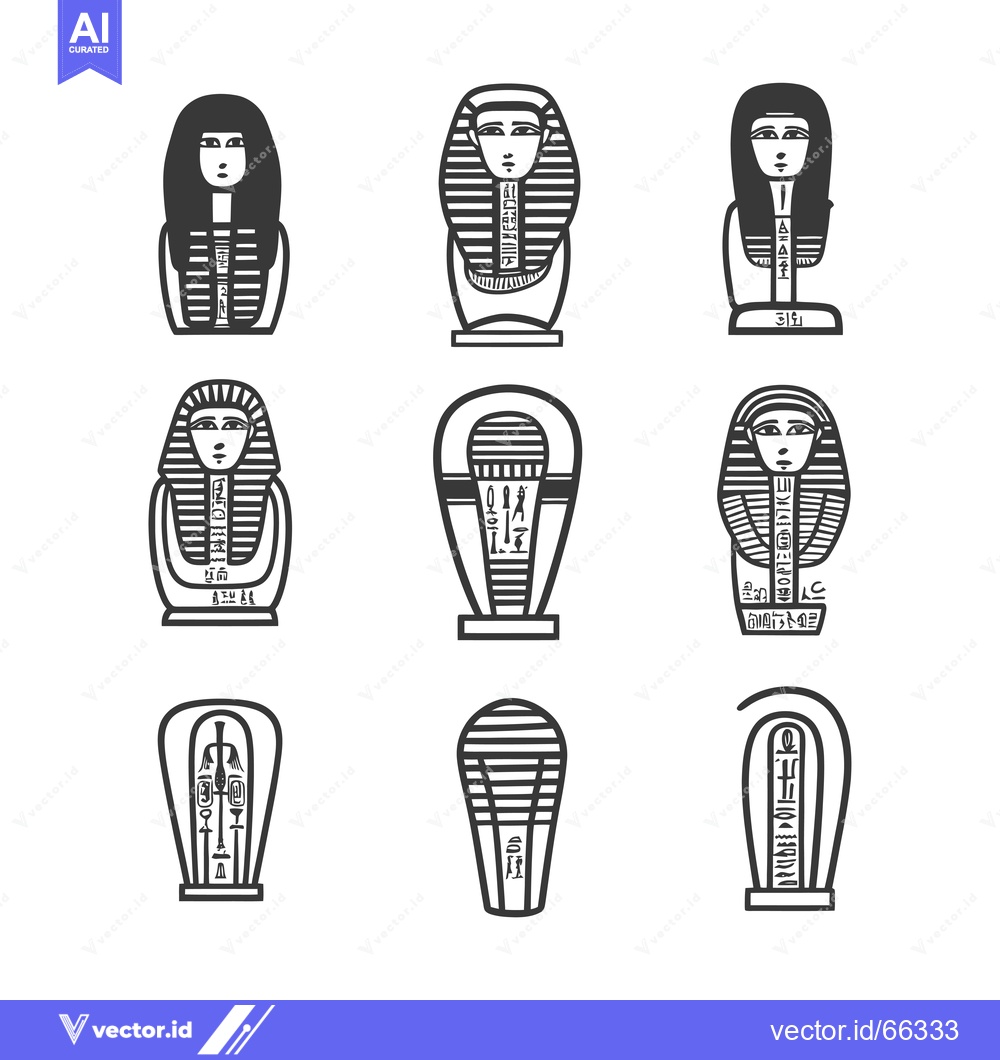 Premium Vector dari Collection of Egyptian Pharaoh Sarcophagi