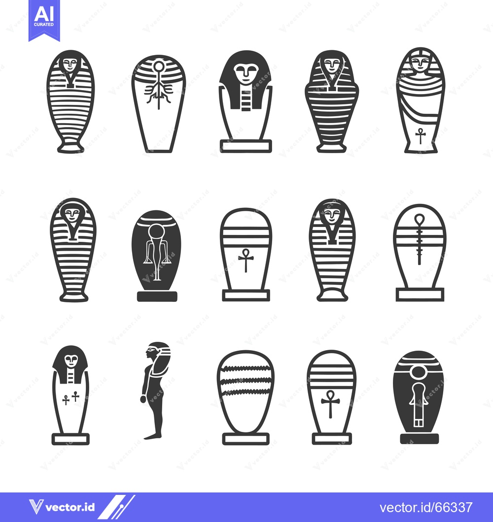 Premium Vector of Collection of Egyptian Sarcophagi and Tomb Symbols