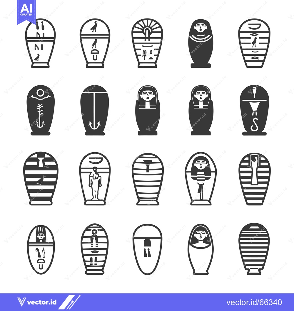 Premium Vector dari Collection of Various Egyptian Sarcophagi Designs
