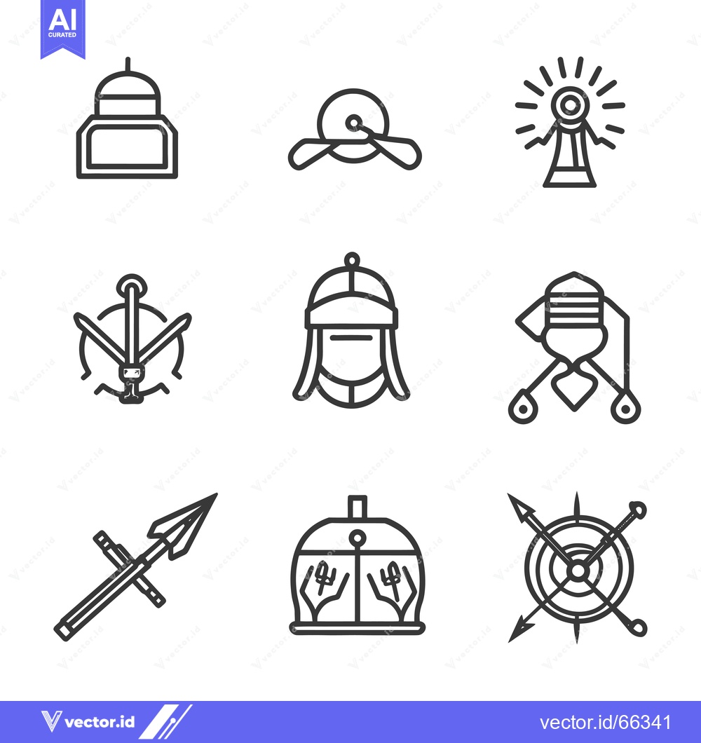 Premium Vector of A Set of Nine Outline Icon Illustrations Depicting Various Symbols