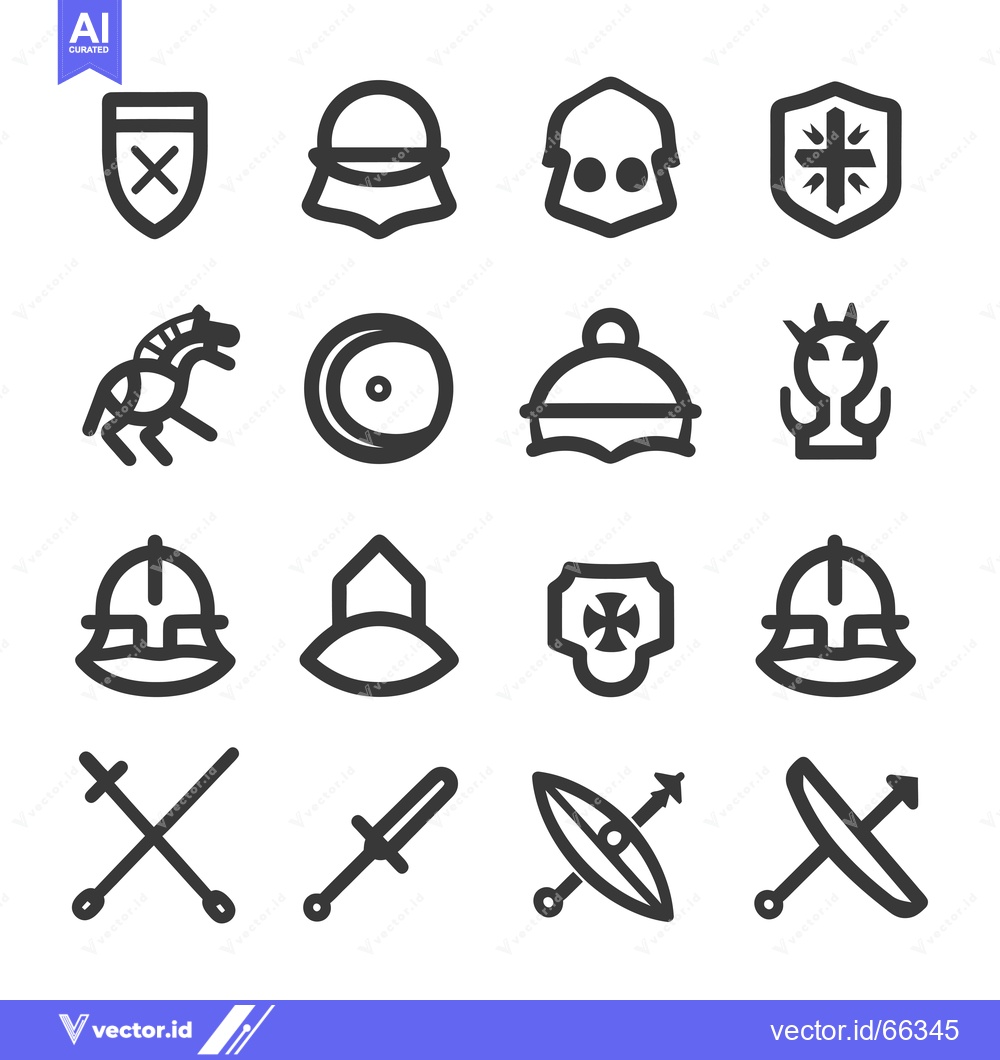 Premium Vector dari A Collection of Black and White Medieval Warfare Icons