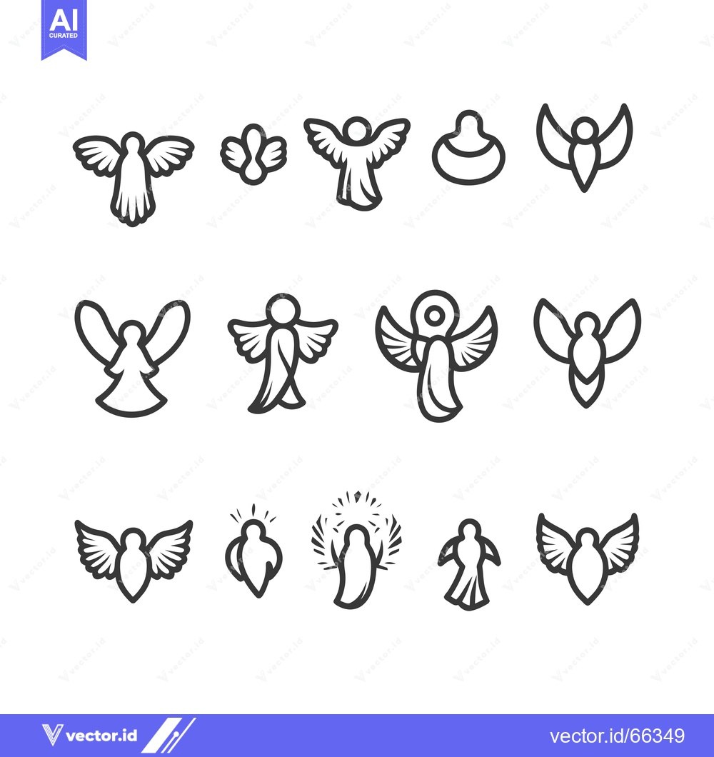 Premium Vector of A Collection of Simple Angel Icon Designs