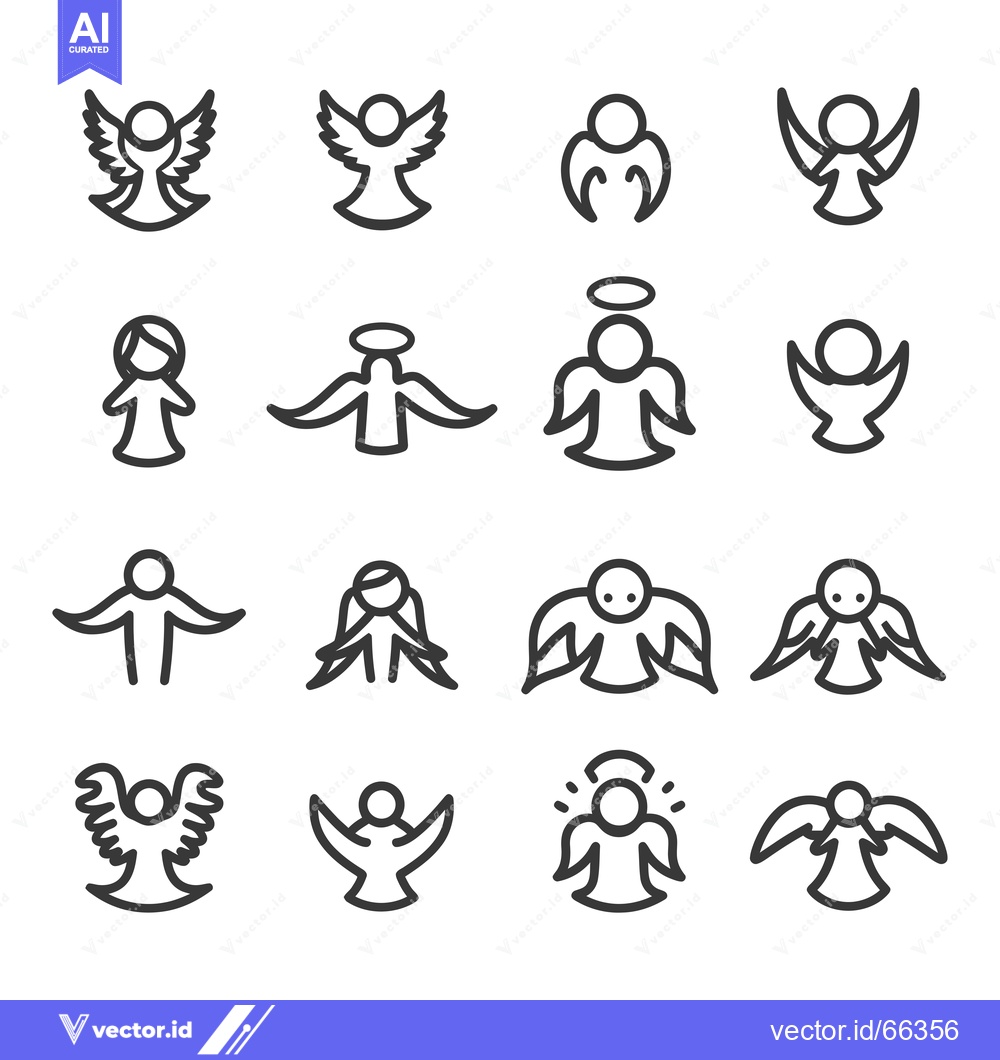 Premium Vector dari Collection of Line Art Angel Icons