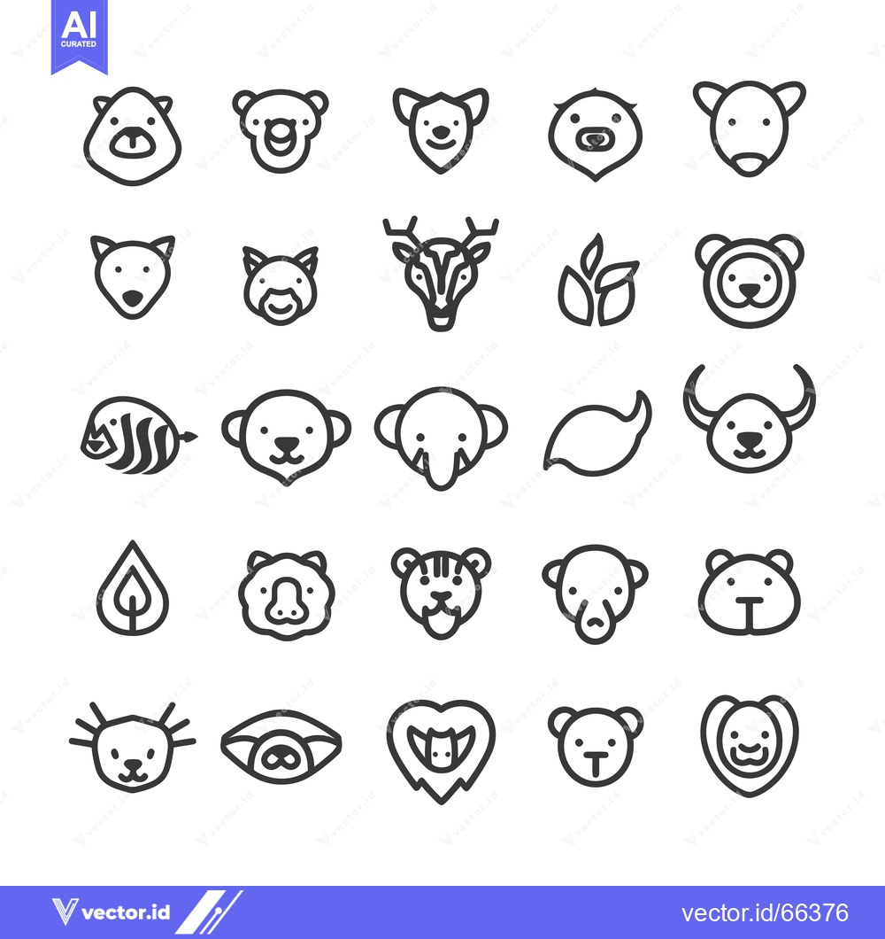 Premium Vector of Collection of Simple Animal Head Icons