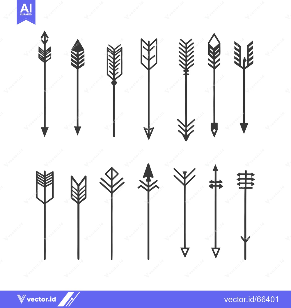 Premium Vector dari Set of 14 Black and White Arrow Shapes on a White Background