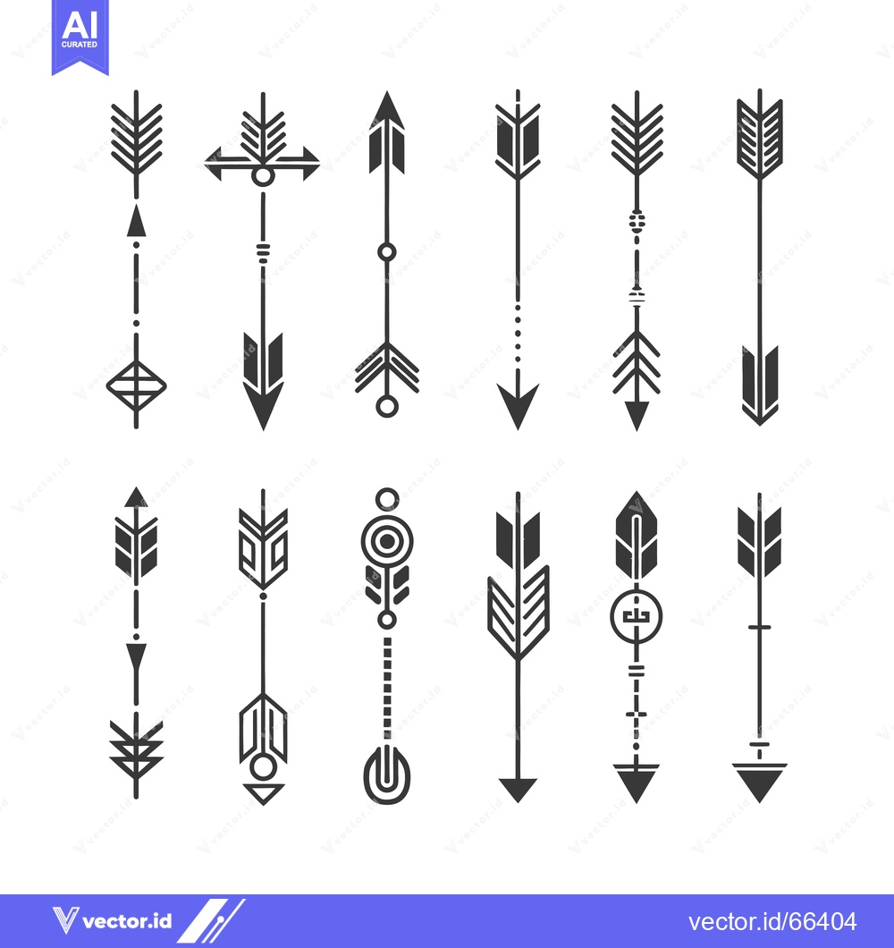 Premium Vector dari Set of Twelve Black and White Geometric Arrows