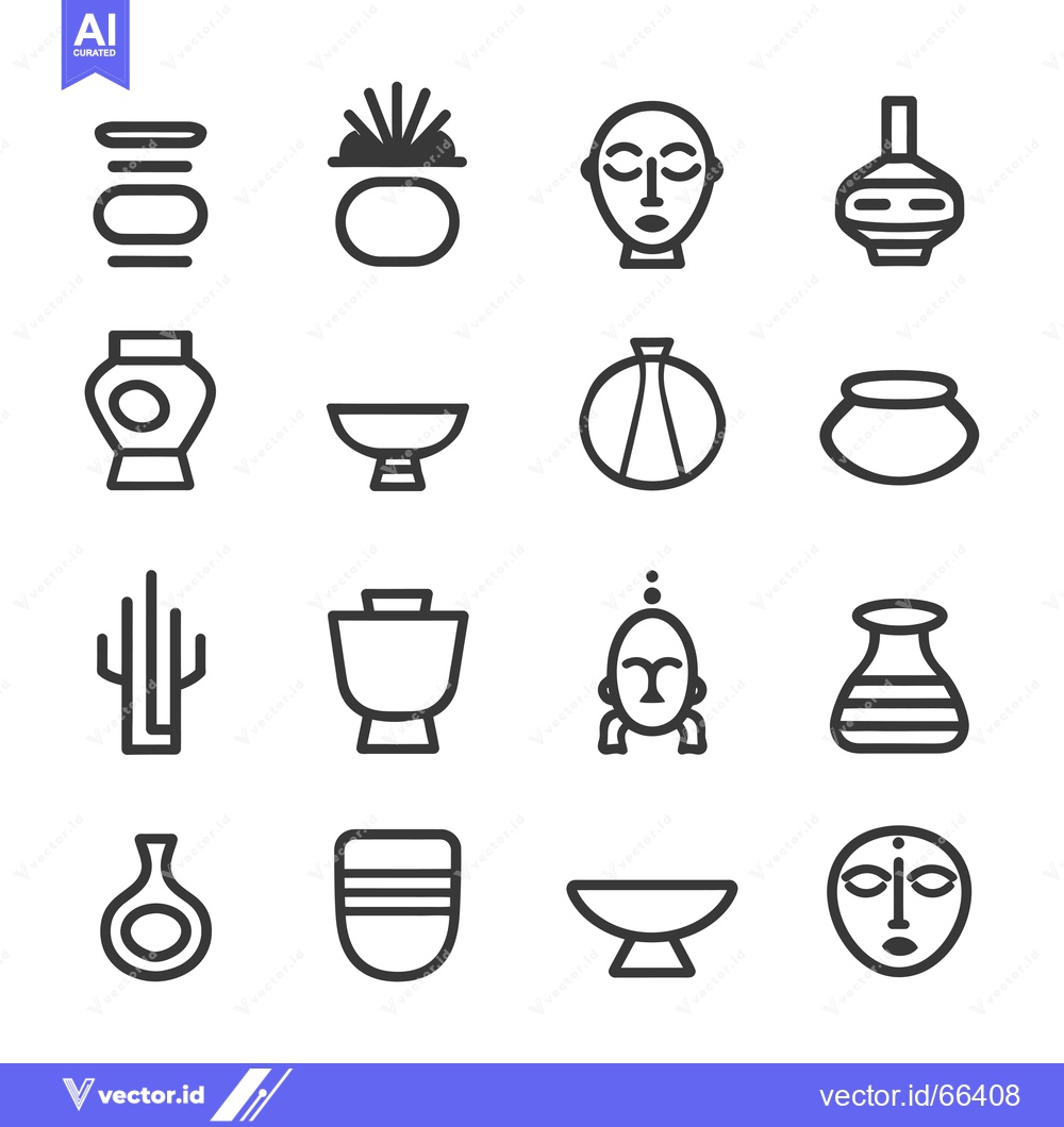 Premium Vector of African Art and Traditional Artifacts Icons