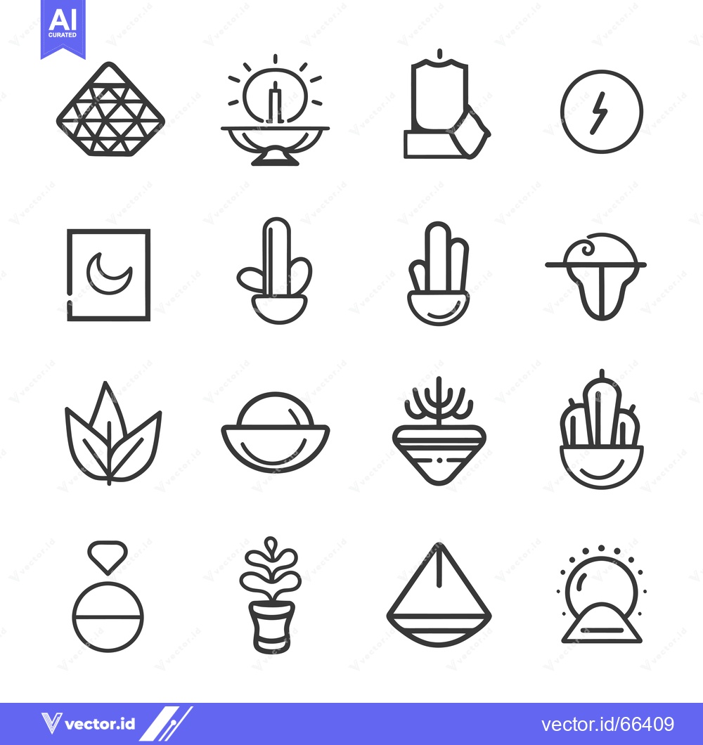 Premium Vector of Set of 16 Line Icons for Spiritual, Mystical, or Occult Themes