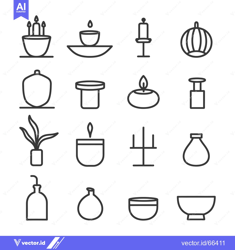 Premium Vector of A Collection of Candle and Bowl Icons