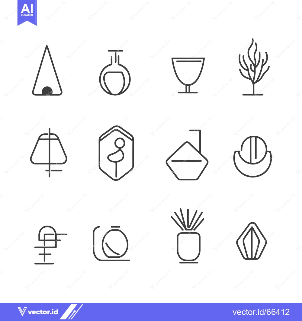 Premium Vector of Twelve Abstract Line Art Icons in Black and White