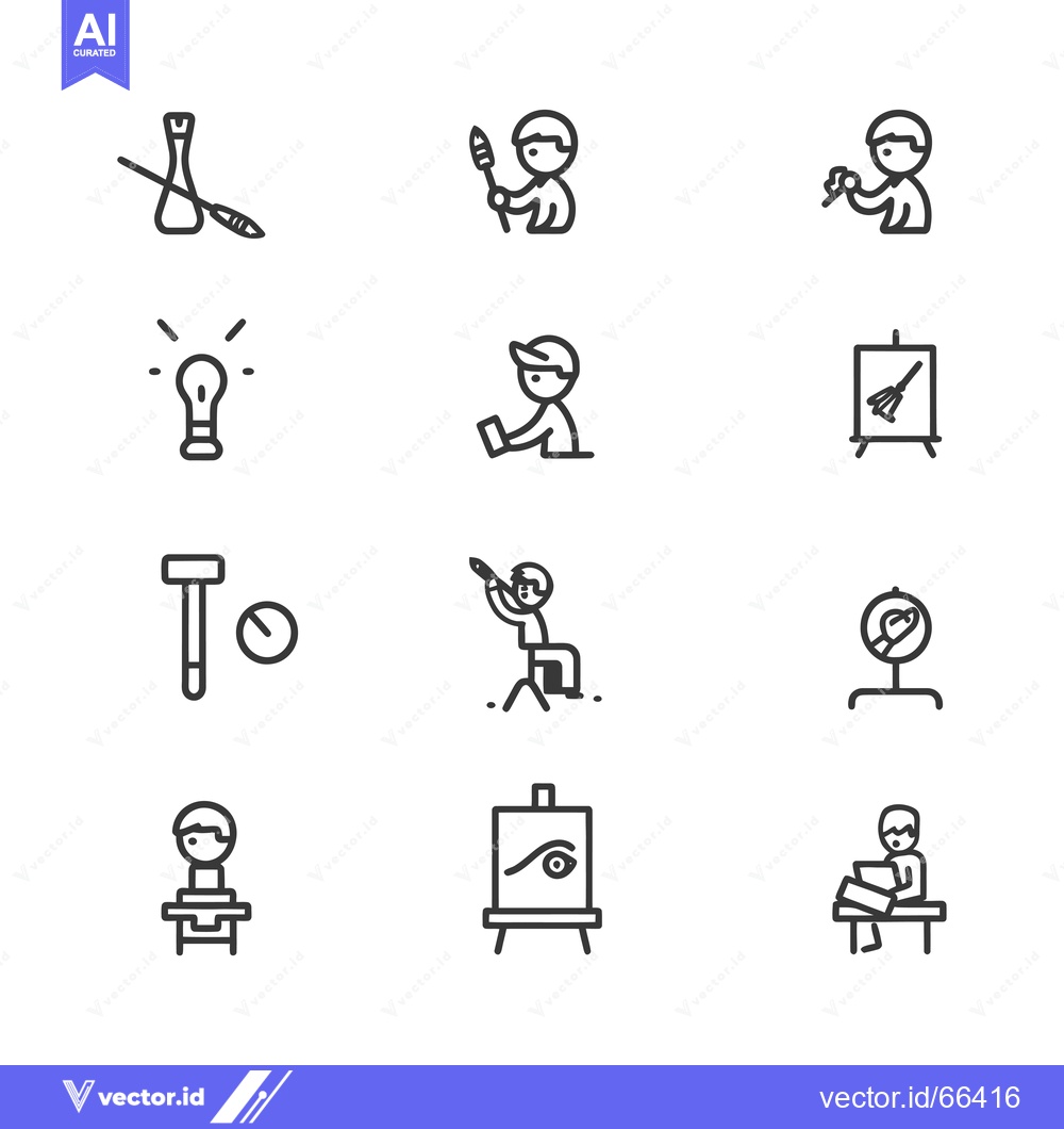 Premium Vector dari Line Art Icons Depicting Artistic Activities and Tools