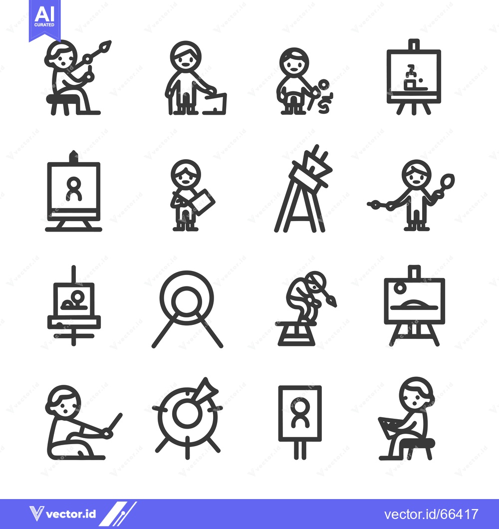 Premium Vector dari Set of Line Icons Depicting People Engaged in Art and Design Activitie
