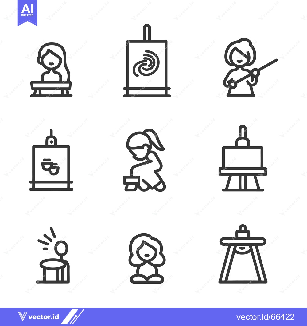 Premium Vector dari Nine Line Art Illustrations of Women Artists