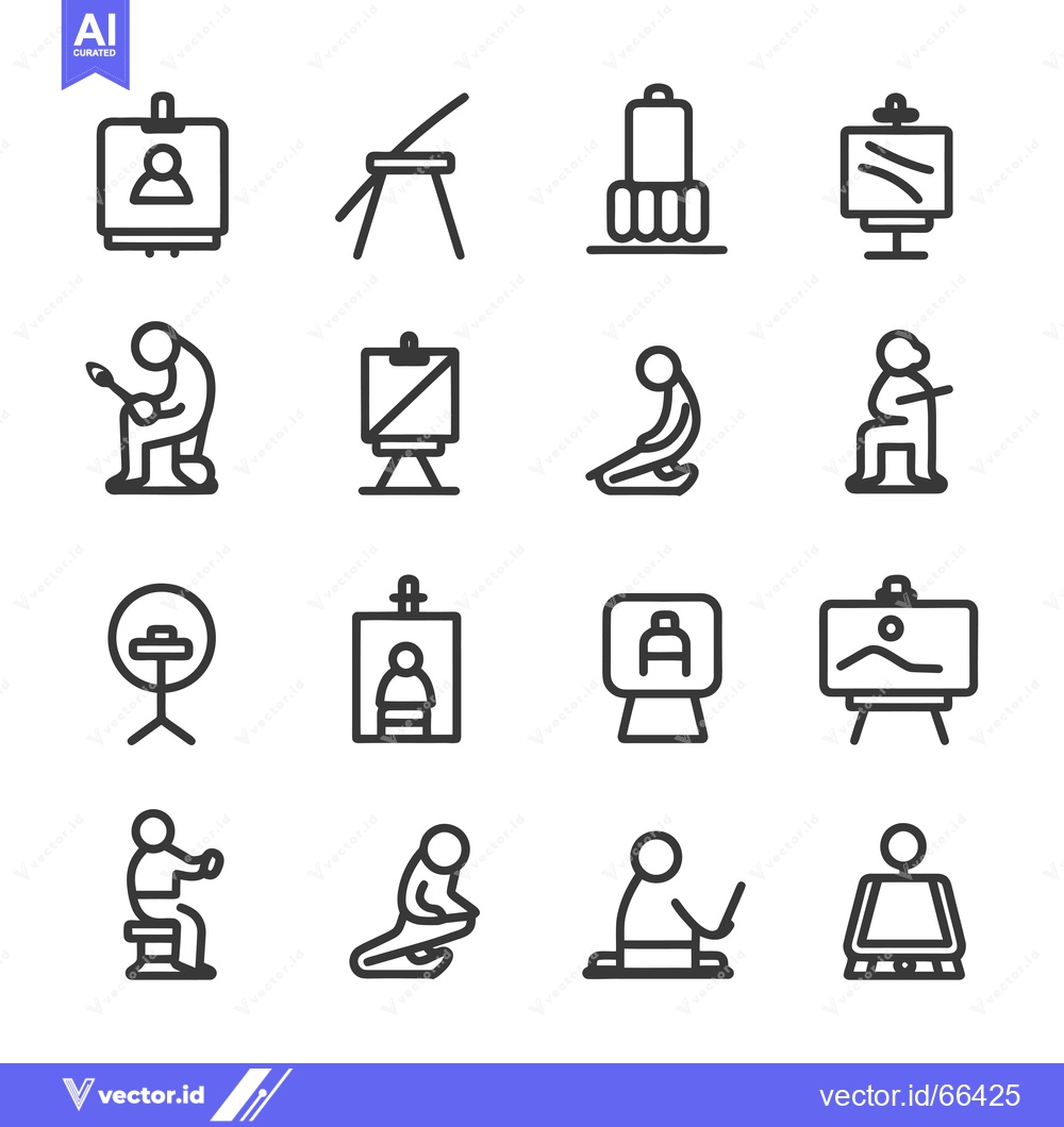 Premium Vector dari Set of Artist and Painting Icon Line Design