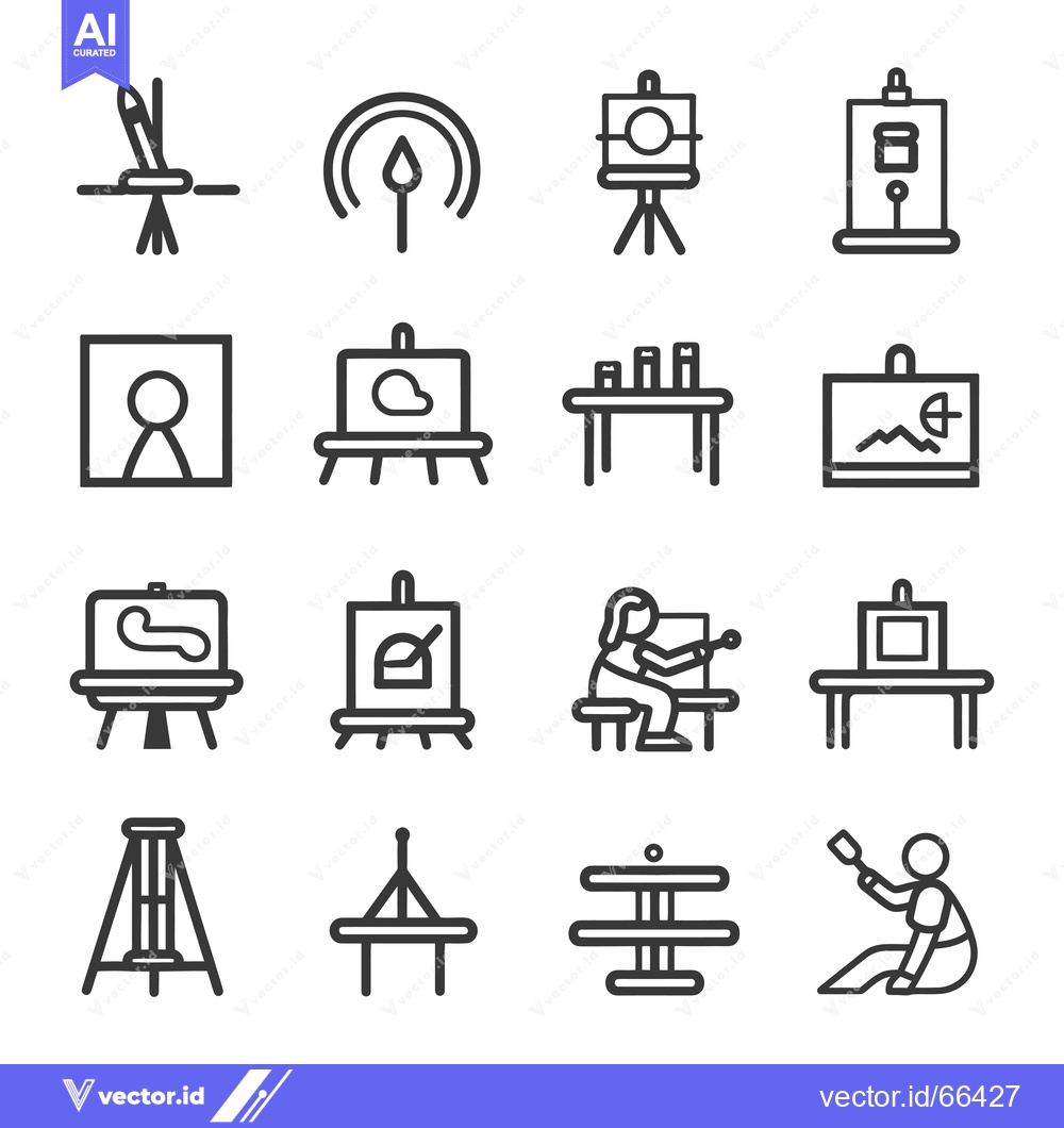 Premium Vector dari Line Icons Set of Art and Painting Supplies