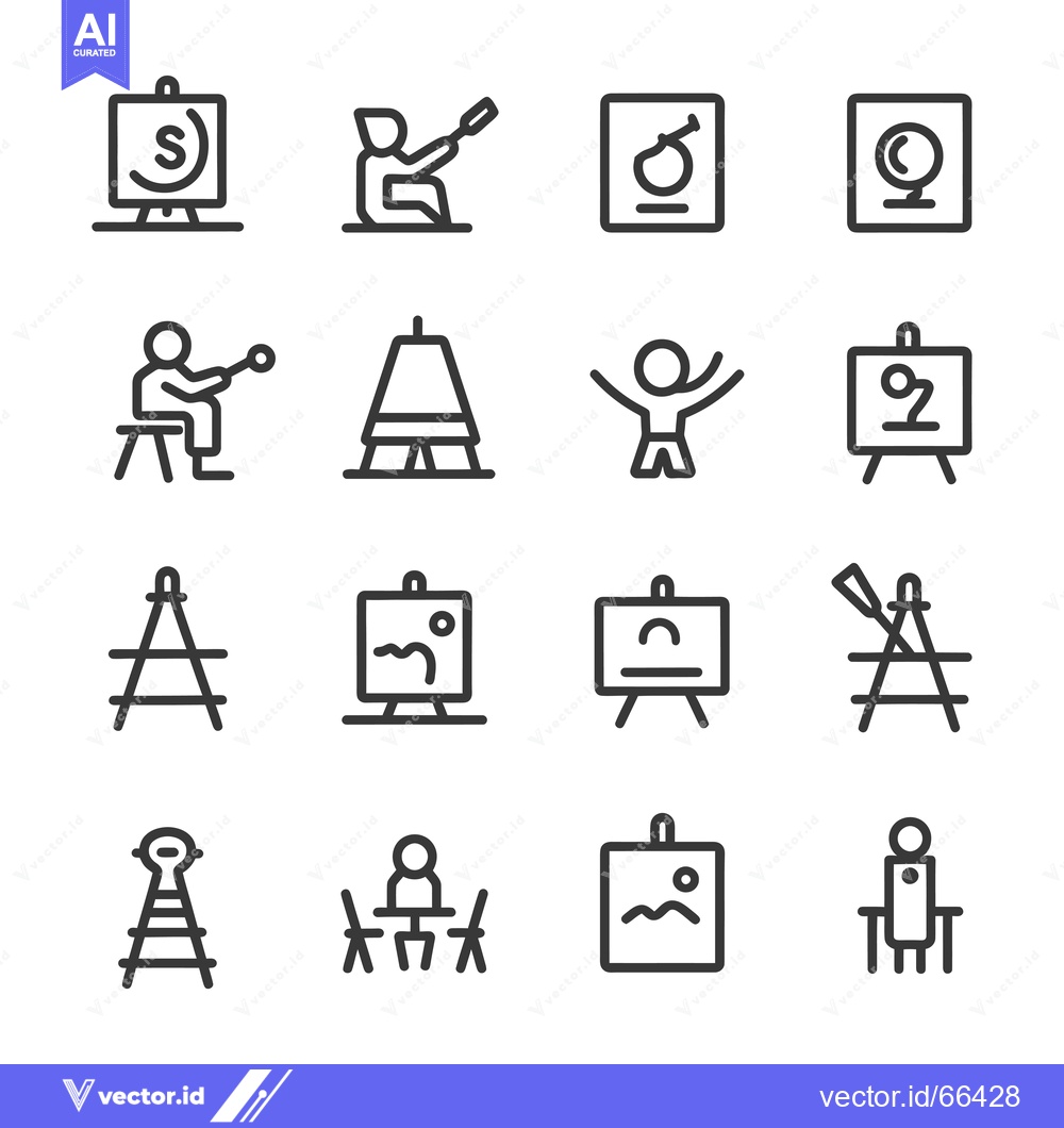 Premium Vector dari A Set of Line Art Icons Depicting Art and Painting Supplies