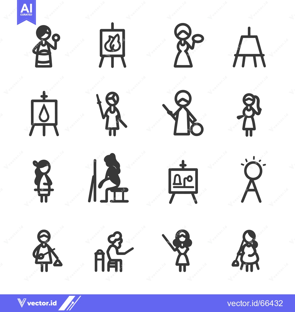 Premium Vector dari Set of Line Icons for Art and Painting