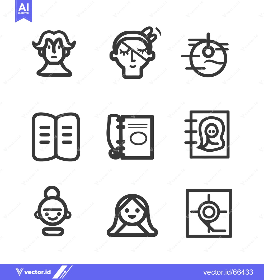 Premium Vector dari Set of 9 Line Icons Related to People, Diaries, and Location