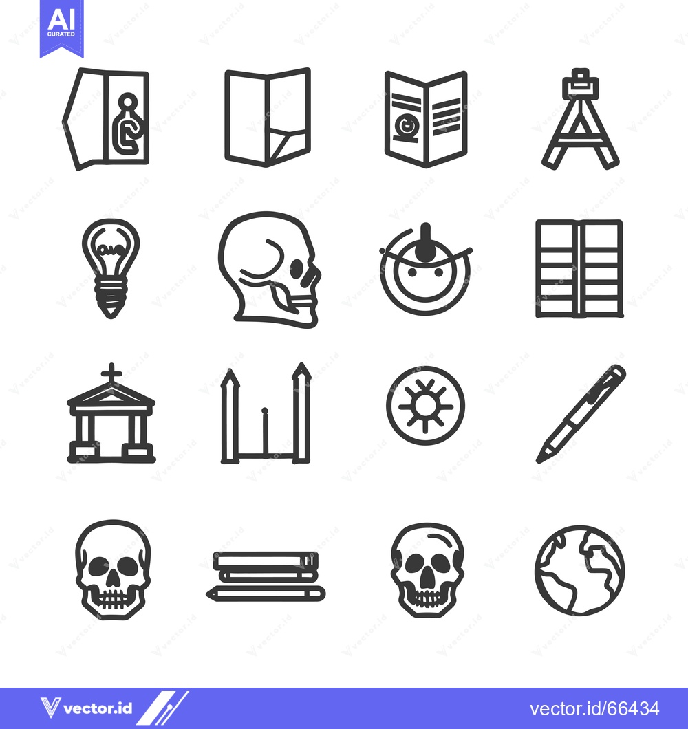 Premium Vector dari Set of 16 Black and White Linear Icons
