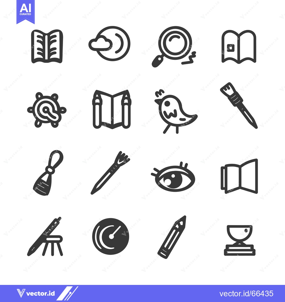 Premium Vector dari Set of 16 Outline Icons Related to Art, Education, and Design