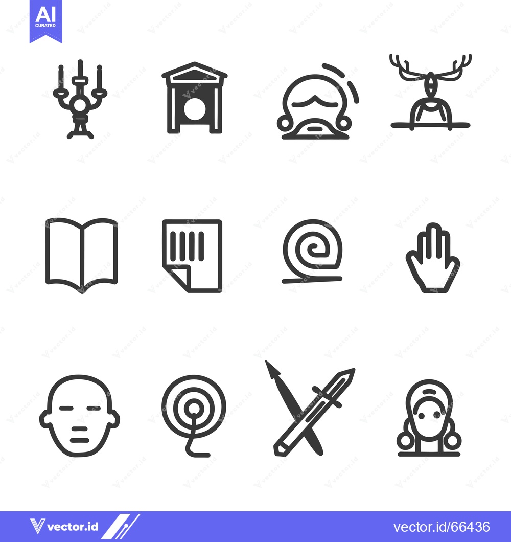 Premium Vector of Set of 12  Black and White Simple Line Icons