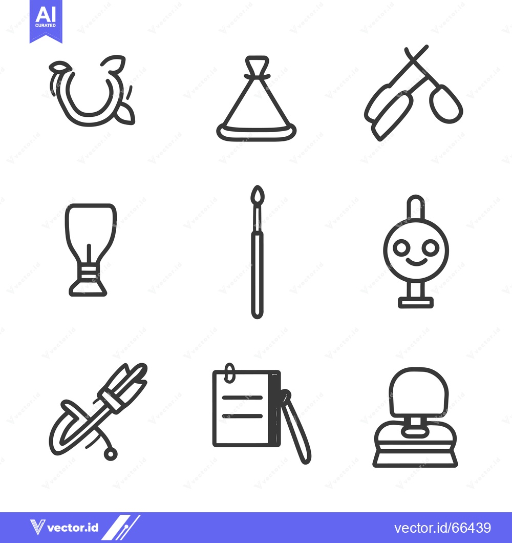 Premium Vector dari Nine Outline Icons Depicting Various Objects