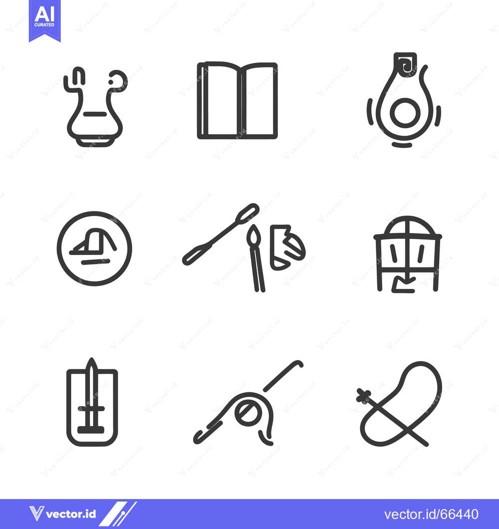 Premium Vector of A Set of Nine Hand-Drawn Line Art Icons
