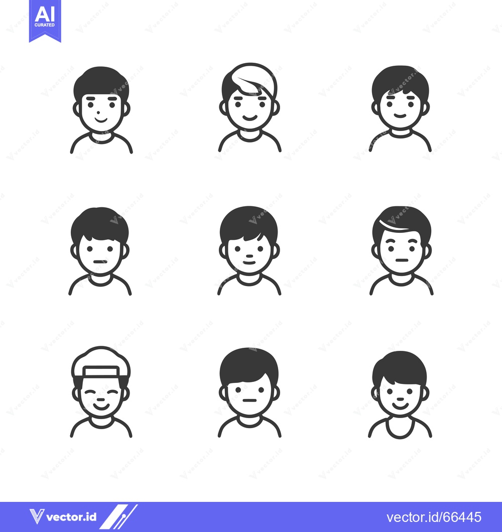 Premium Vector of Nine Different Styles of Male Cartoon Icons