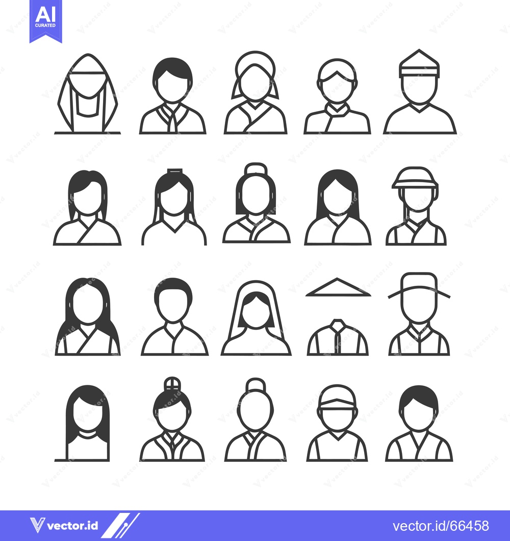 Premium Vector of Collection of Diverse People Icons with Traditional Headwear