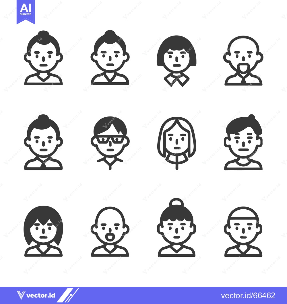 Premium Vector dari A Set of Twelve Diverse Human Profile Icons