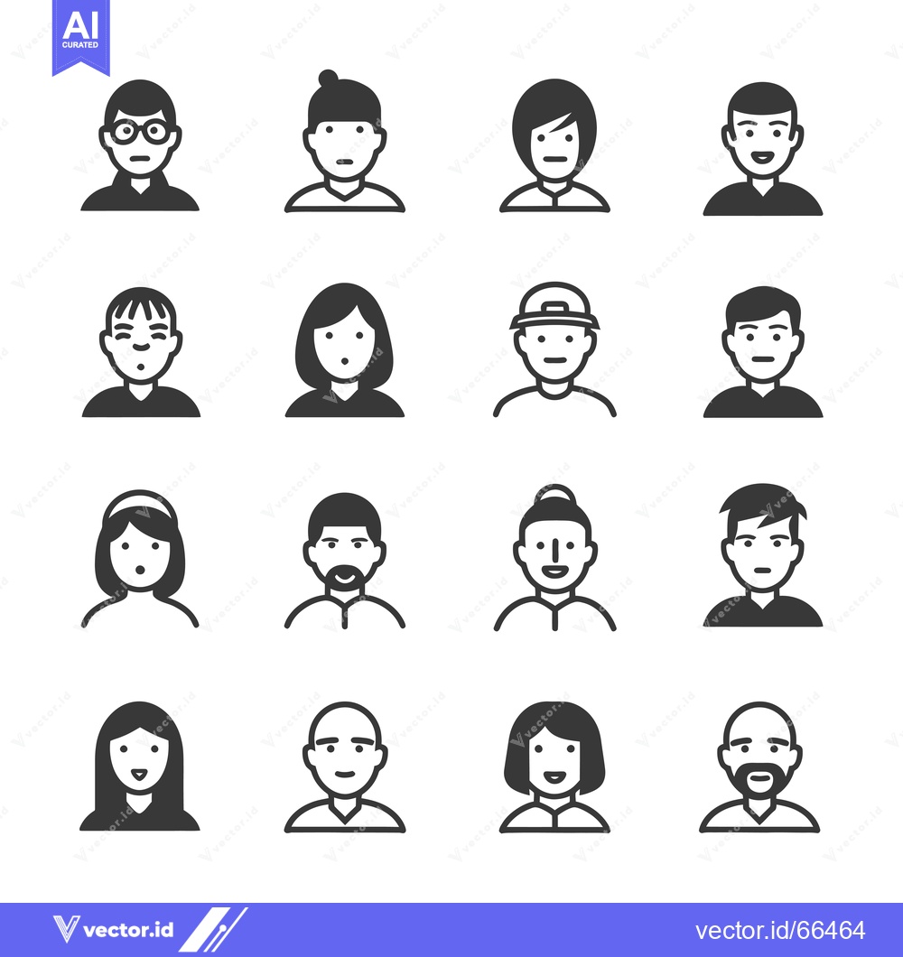 Premium Vector dari A Set of Simple Diverse Human Avatar Icons