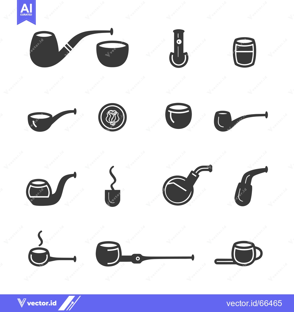 Premium Vector of A Set of Black and White Smoking Pipe Icons