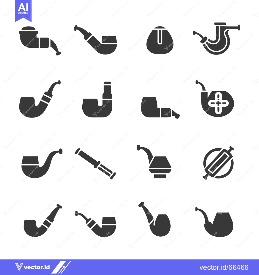 Premium Vector of Set of Different Types of Smoking Pipes Illustrated in Black Silhouett