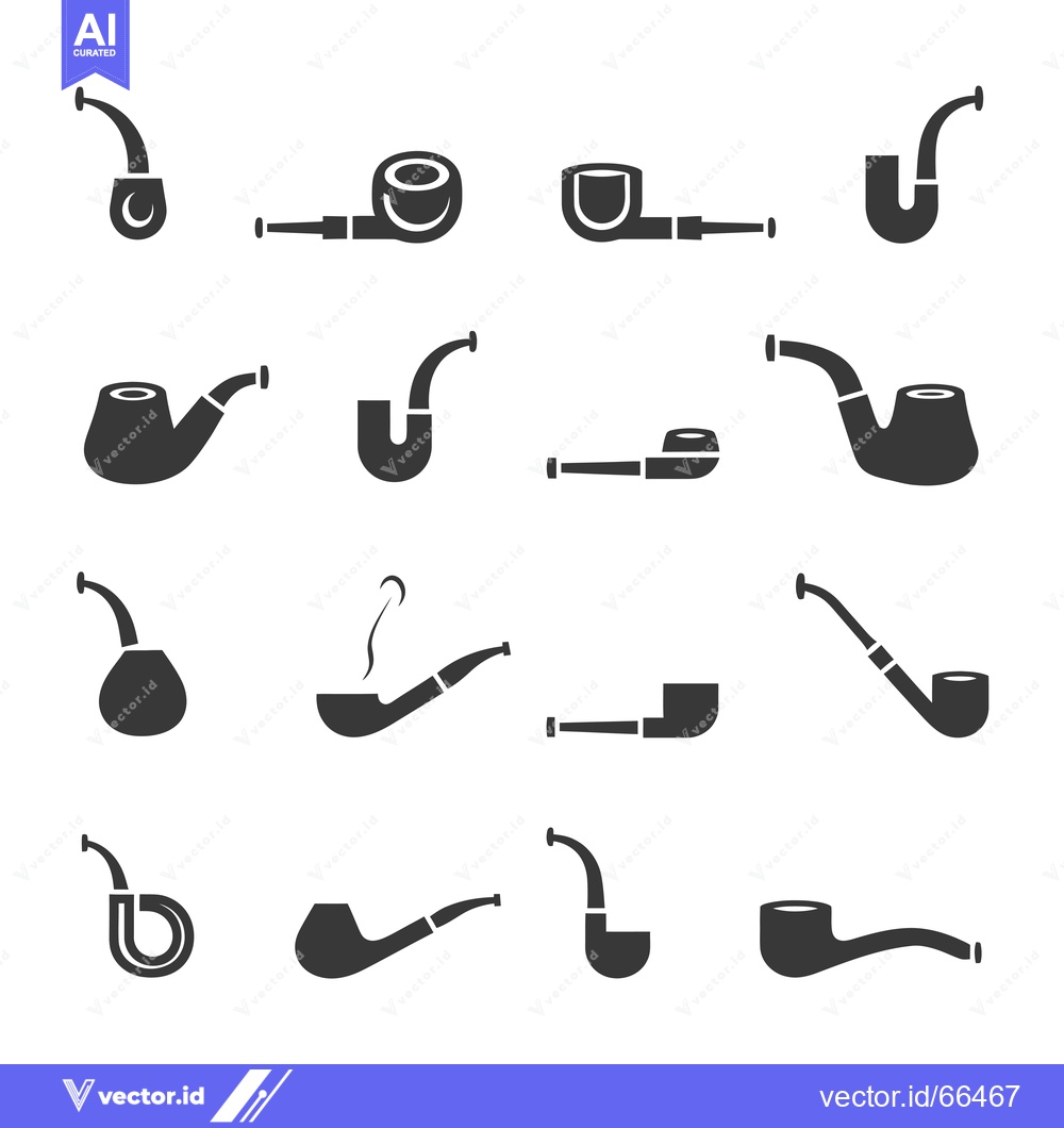 Premium Vector of Collection of Black and White Smoking Pipe Icons