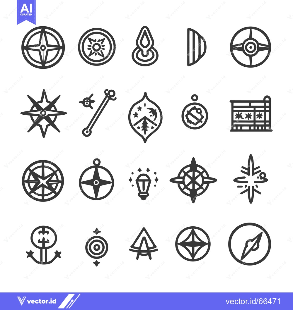 Premium Vector of Collection of Compass and Star-Shaped Geometric Icons