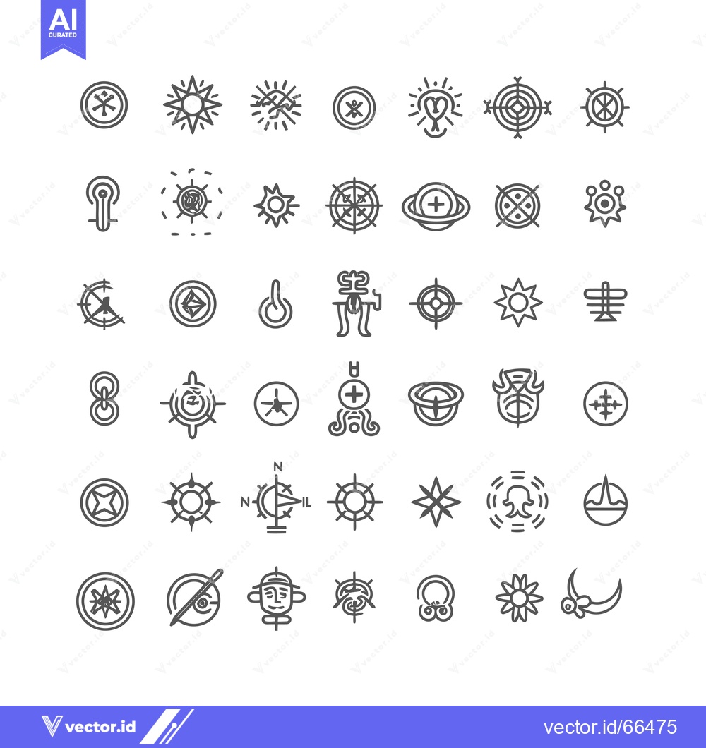 Premium Vector dari Collection of 48 Geometric Symbols and Icons