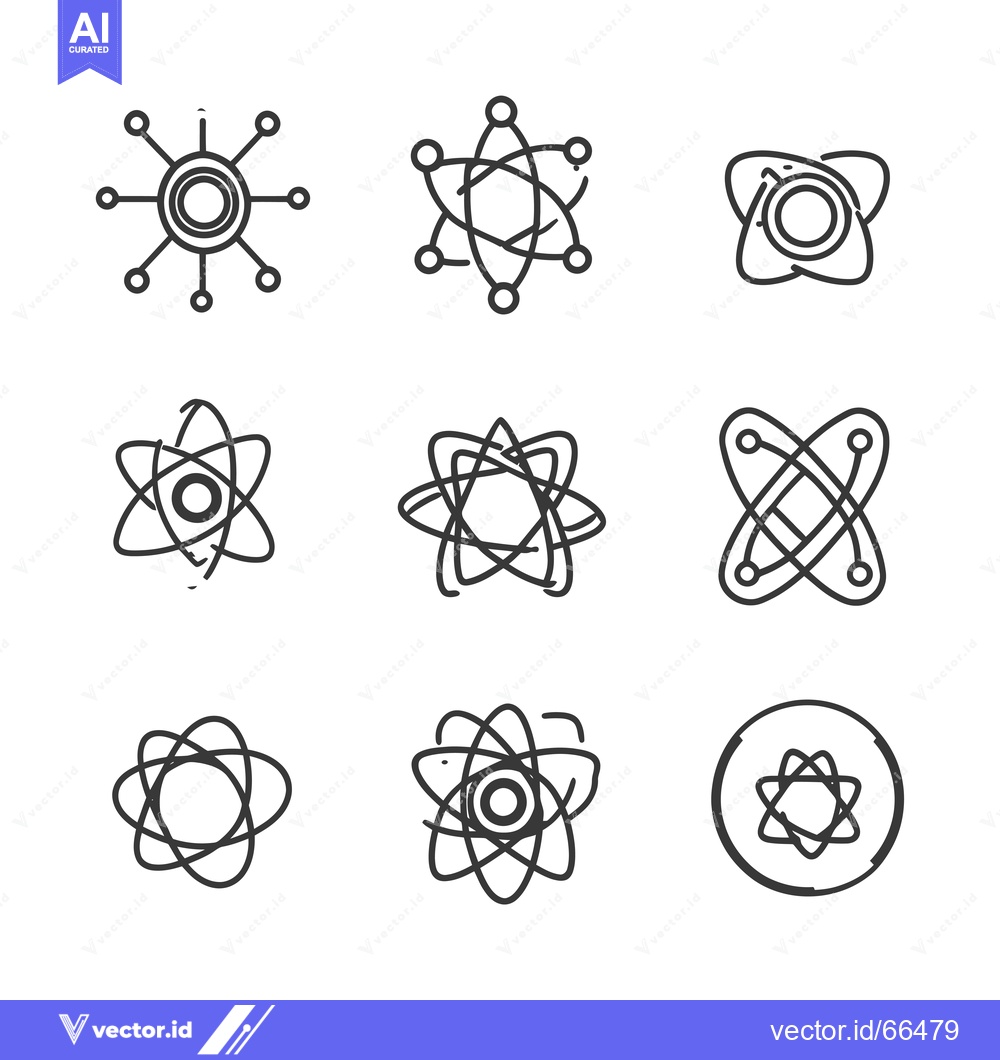 Premium Vector dari Nine Hand-Drawn Atomic Structure Icons