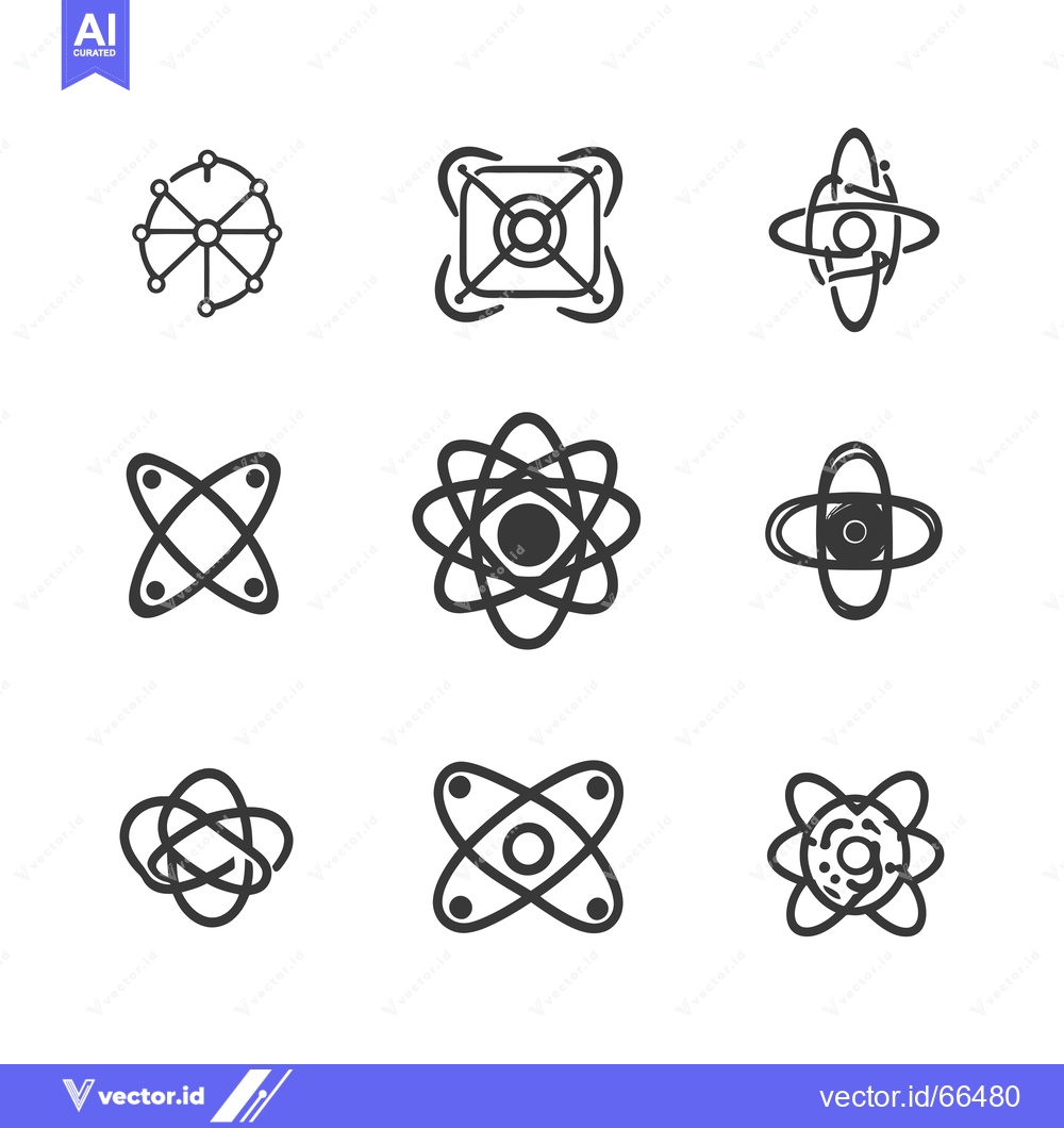 Premium Vector dari A Set of Nine Abstract Circular and Atomic Structure Icons
