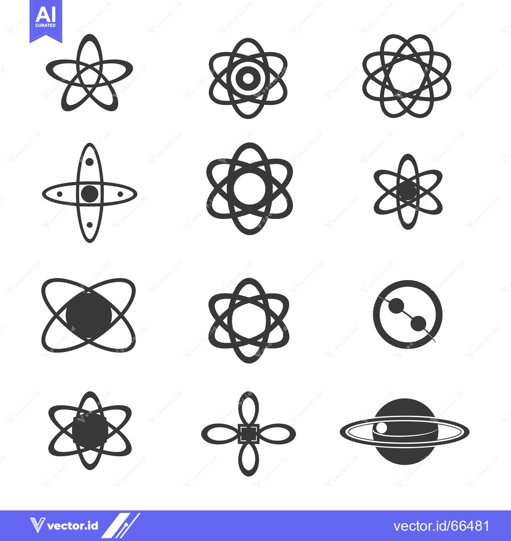 Premium Vector of Set of Twelve Abstract Atom and Planetary Icons