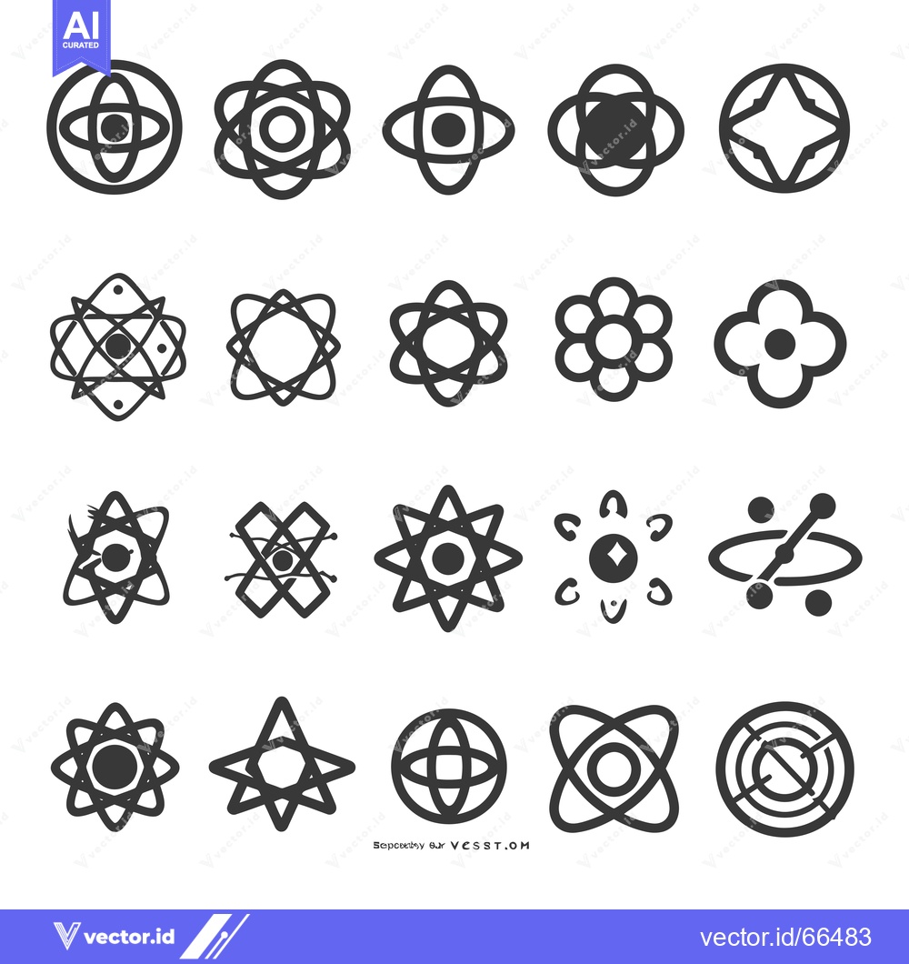 Premium Vector dari A Collection of 20 Different Atomic and Star-Shaped Icons