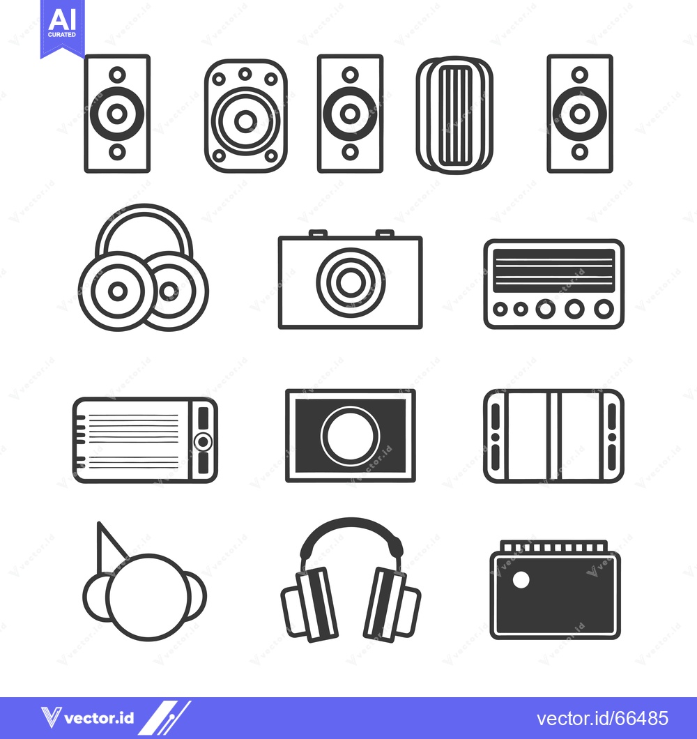 Premium Vector dari Collection of Audio Device and Music Player Icons