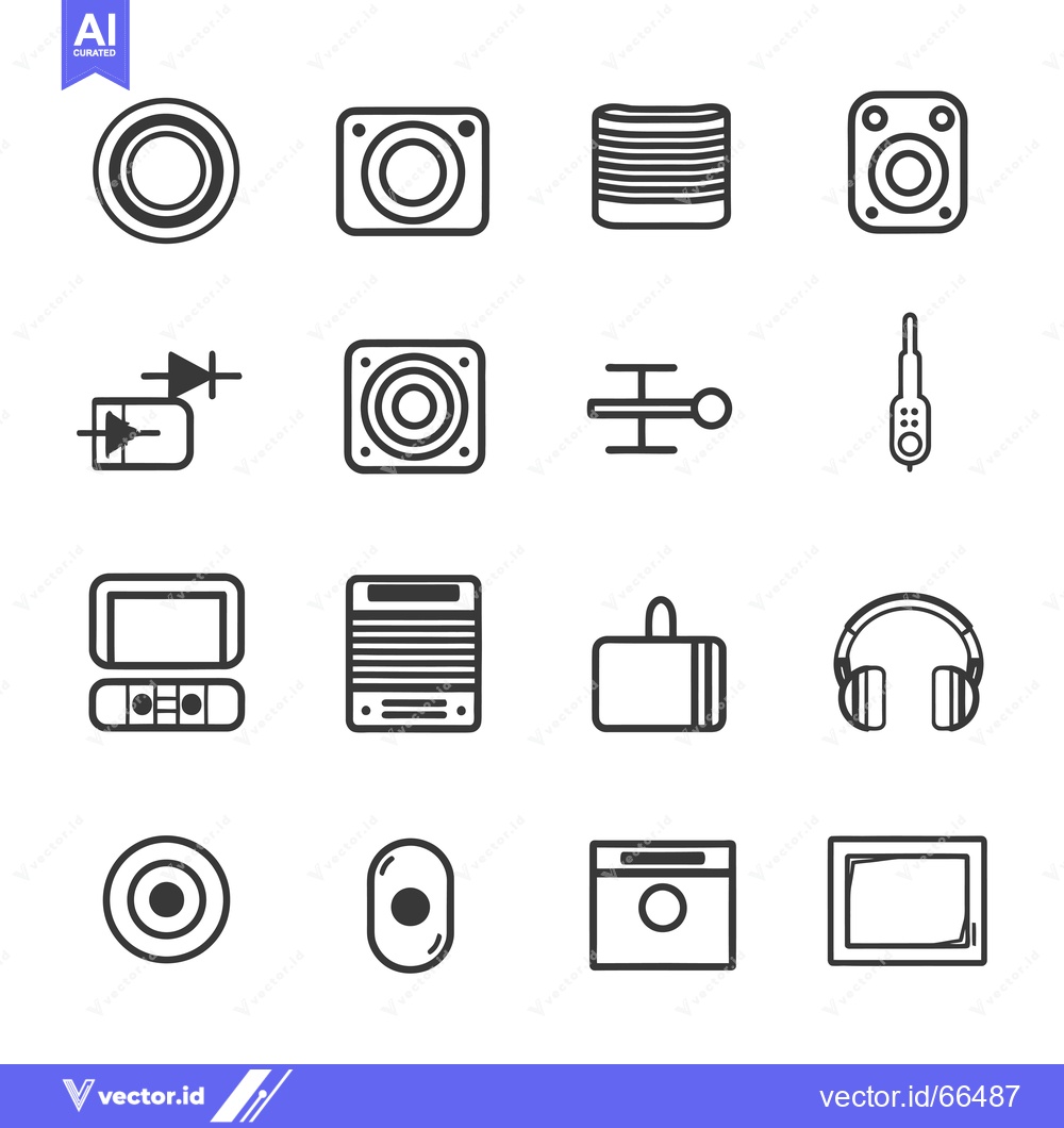 Premium Vector of Audio System Line Icons