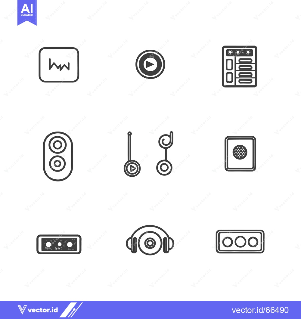Premium Vector of Set of Line Icons for Audio and Music Equipment