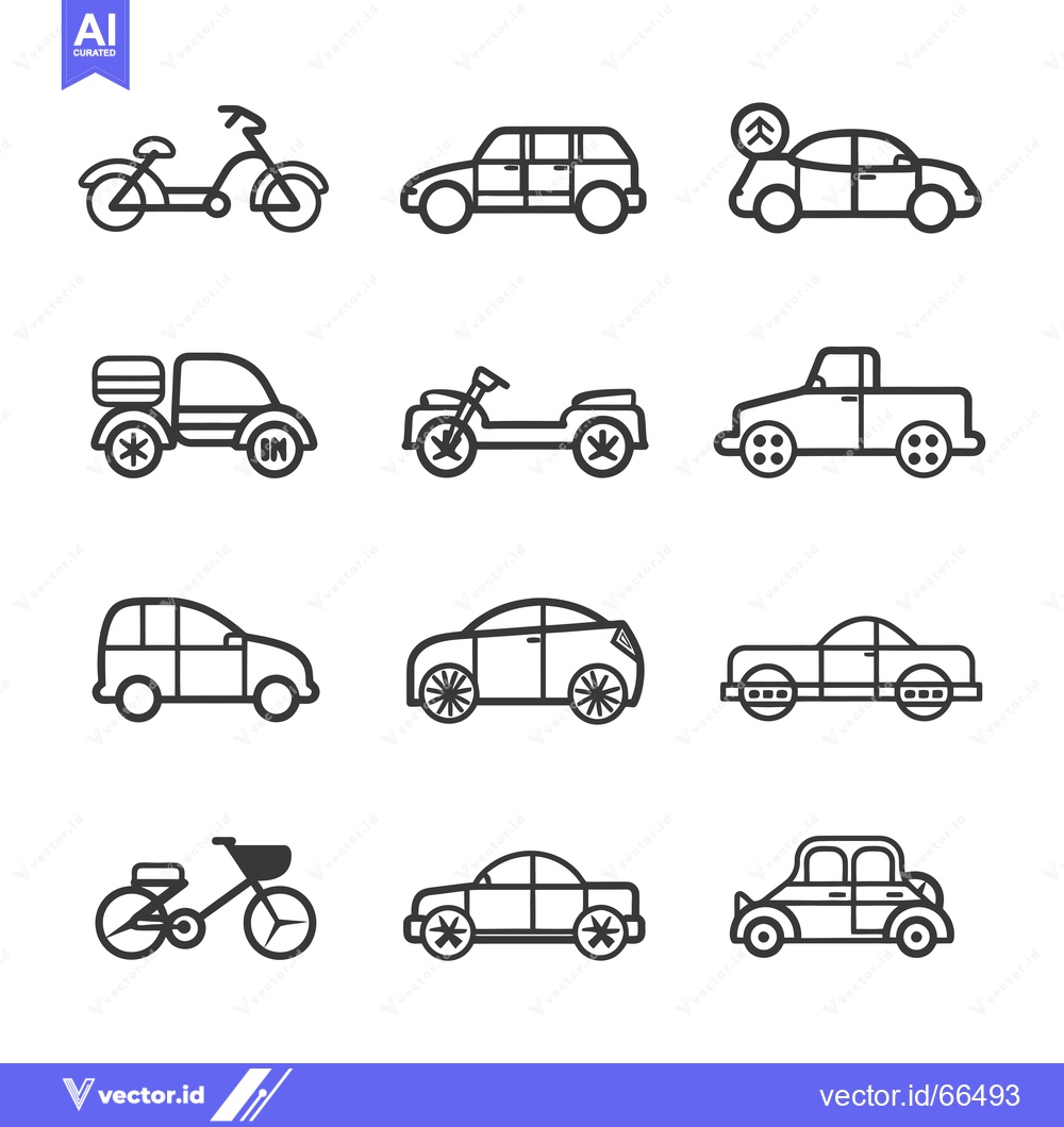 Premium Vector dari Set of Line Icons of Various Vehicles for Transportation